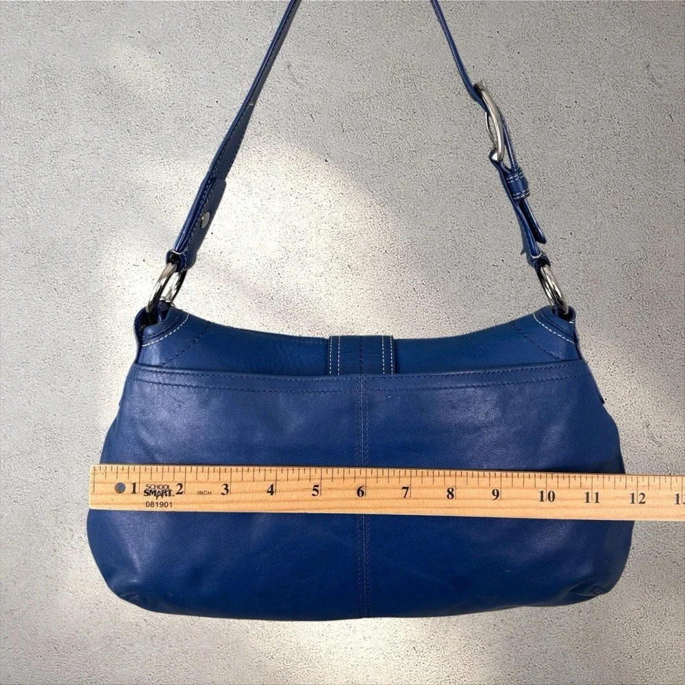 Coach F15204 Vintage Cobalt Blue Soho Flap Y2K Leather w/Buckle‎ Shoulder Bag